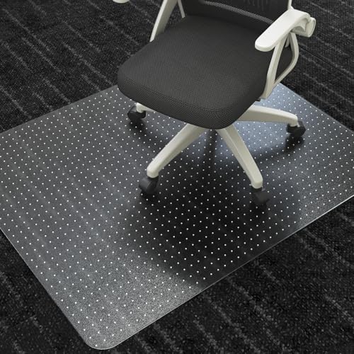 Office Chair Mat for Carpet Floors, Desk Mats 47"X59" for Rolling Desk on Low Pile Carpets, Rectangle Computer Gaming Plastic Floor Mats for Office Chair on Carpet, Flat Without Curling by SHAREWIN