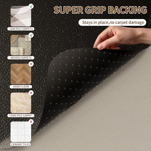 Black Office Chair Mat for Carpet, Heavy Duty Low Pile Mat with Cleats | 48"x60" Plastic Floor Mat for Gaming Chair, Computer Desk & Smooth Rolling on Low Pile Carpet - Image 4