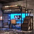 Bellemave Twin XL Metal Loft Bed with Stairs and Desk for Kids,Adult,Black by Bellemave