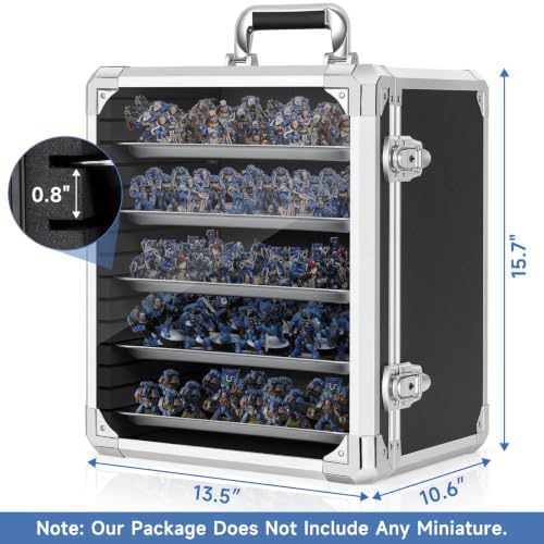 WELIDAY Miniatures Storage Case Miniatures Transport Case Aluminum Alloy Frame with Lock (Large Size) - Image 2