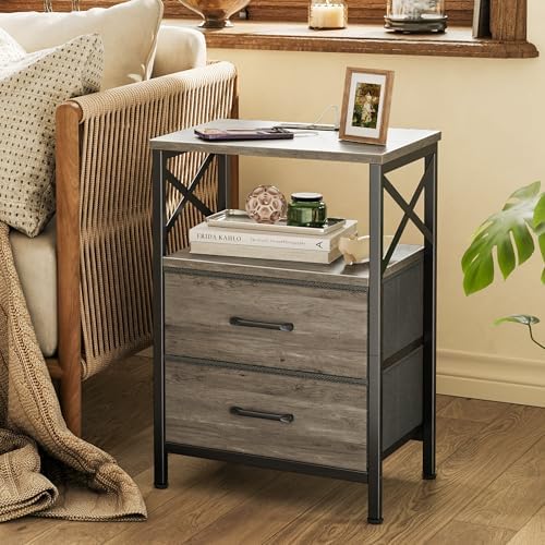 Huuger Night Stand with Charger Station, USB-C Port, End Table - Image 6