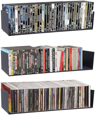 U Shape Floating Shelves Wall Mount Metal Bookshelf CD DVD Storage Display Shelves, Black Set of 3 by Patioer
