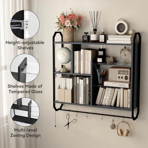 ELECWISH 34" Gaming Floating Shelves for Wall, LED Display Rack, Black - Image 4