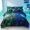 URBONUR 6Pcs Gaming Comforter Set Queen Size for Boys Girls Blue Green by URBONUR