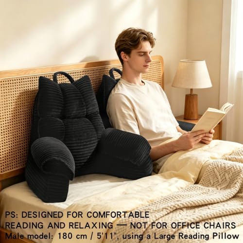 Reading Pillow for Bed with Arms, Back Support, Memory Foam (Ink Black） - Image 4