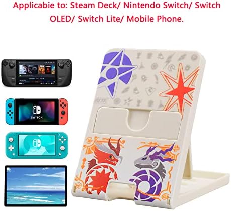 Busjoy Stand for Nintendo Switch, Steam Deck, Switch OLED, Switch Lite, Cute Game Theme Angle Adjustable Holder, Portable Foldable Non-Slip Bracket-White - Image 5