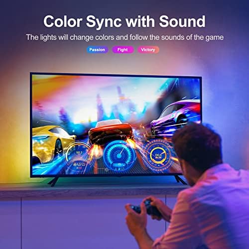 Smart LED Lights for TV Strip, 6.56ft RGB LED Lights for 32-40 Inch TVs, Music Sync Bluetooth App & Remote Control, USB-Powered for Gaming, Bedroom, Home Theater - Image 3
