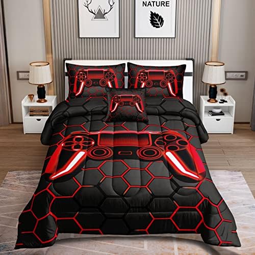 ROWADALO 6 Pieces Gaming Bedding Set for Boys Gamer Comforter Set Queen Size,Game Controller Comforter for Boys Kids Adult 3D Gamepad Microfiber Bedding 6 Pieces Bed in A Bag Sets H50023,Queen - Image 2