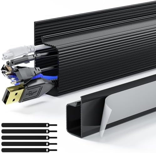 Delamu 2 Pack Safe & Tidy Cable Management Solution - Protect Kids & Pets with Home & Office Cable Management Under Desk, Cable Organizer, Cable Management Kit, Cord Organizer for Desk, 15.7in x 2 by DELAMU