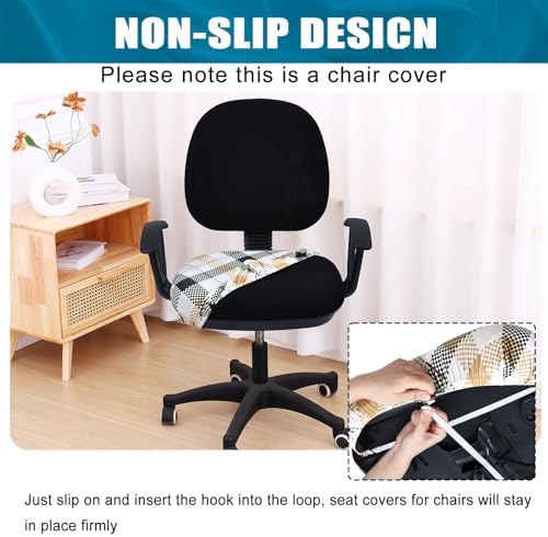 Smiry Stretch Printed Office Computer Desk Chair Seat Covers | Stretch Fit, Soft Fabric Universal Rotating Chair Cover, Washable Removable, Anti-Dust Seat Cushion Protector - Image 3