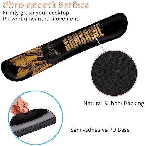 Keyboard Wrist Rest and Mouse Pad Wrist Support Set with Coffee Coaster, Non-Slip PU Base for Gaming and Office, Comfortable & Lightweight for Easy Typing & Pain Relief,Sunflower - Image 4