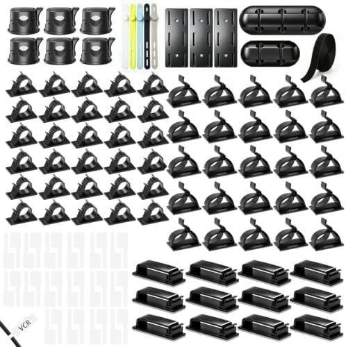 Gaming Desk Cable Management Kit 114PCS — 360° Spring Clips, Heavy-Duty Power Strip Holder, Reusable Cable Ties & Labels | Battlestation Organizer for Gamers & Streamers by Unknown