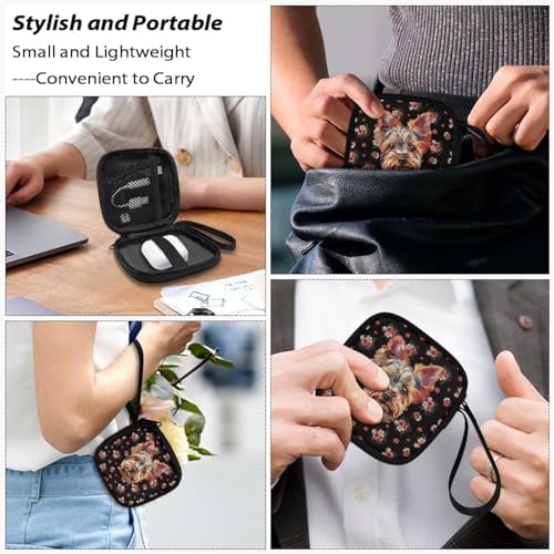 Dog and Flower Headphone Bag Travel Headphones Carrying Case, Protective Shell Travel Bag for Cable, Charger Storage for Earphone, Earbud, Earpieces - Image 7