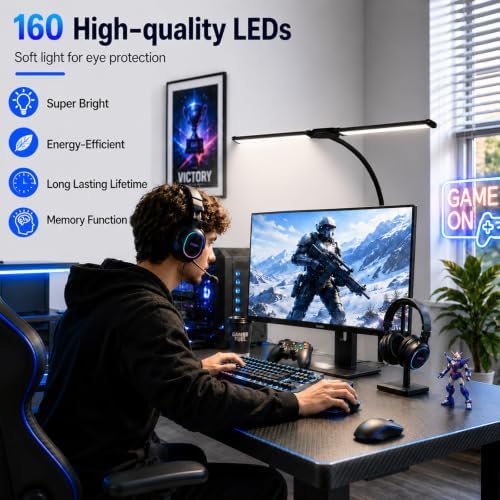Desk Lamps for Home Office, Computer Light Bar, Double Head, Black - Image 5