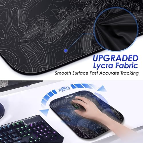 Gimars Large Smooth Superfine Fibre Memory Foam Ergonomic Mouse Pad Wrist Rest Support Mousepad with Nonslip Base for Laptop, Computer, Gaming & Office,Free Coaster Include-Topographic Map - Image 2