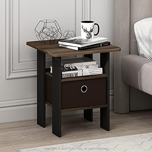 Furinno ANDREY Square Side Table, End Table, Night Stand, Columbia Walnut - Image 2