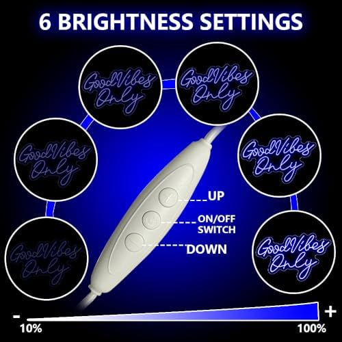 Good Vibes Only Neon Signs,Adjustable Brightness Blue Good Vibes Only LED Signs for Wall Decor, Cool Neon Lights Letters Light up Signs for Bedroom,Bar,Party, Salon Birthday,Christmas Gifts - Image 3