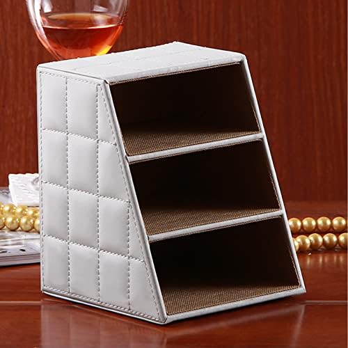 Fashionable PU Leather TV Remote Control Holder with 3 Compartments,Multifunction Desktop Organizer Holder, Media Accessory Storage & Organize Controllers (white)… - Image 5