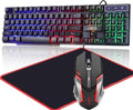 RGB Gaming Keyboard and Colorful Mouse Combo,USB Wired LED Backlight,Letter Glow,Mechanical Feeling for Laptop PC Computer Game and Work by CAKCE