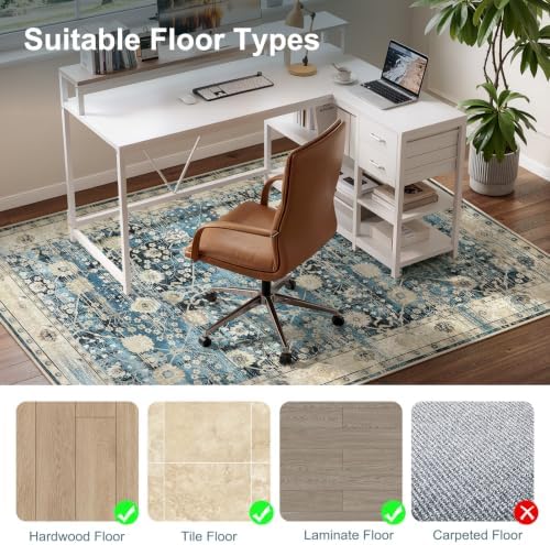 Anidaroel Home Office Chair Mat for Hardwood Floor, 48"x60" Office Chair Rug Protector for Rolling Chair, Computer Gaming Chair Mat, Low Pile Carpet Floor Chair Mat - Image 2