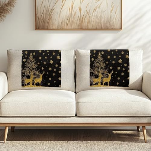 Small Recliner Headrest Cover 26x16 Inch 2/Set - Christmas Decorative Deer Waterproof Washable Polyester Fabric, Sofa Non-Slip Design with Fixing Fixing Nails for Home/Office - Image 2