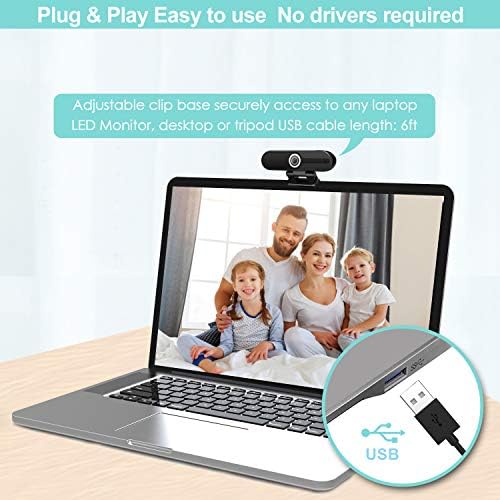 ToLuLu UHD 4K Webcam with Microphone, 8MP USB Computer Web Camera w/Tripod - Image 4