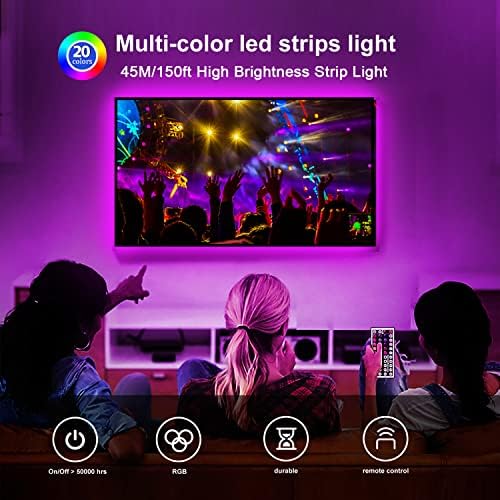 DAYBETTER Led Strip Lights 100ft, RGB Color Changing Led Strips with 44 Keys Remote Control for Room, Bedroom, Suitable for Home Decor, Living Room, Kitchen, Home Party Decoration, 24V - Image 2