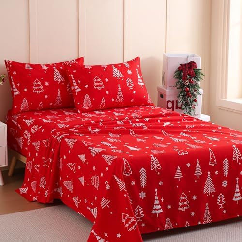 JSD Red Christmas Tree Kids Twin Sheet Set 3 Piece by JSD