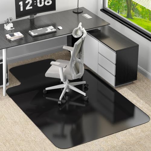 Office Chair Mat for Low Pile Carpet, 48"x60" Smooth Glide with Lip | Black-Non-Slip Studded Backing, Smooth Glide,Heavy-Duty Plastic, Extended Lip -Carpet Protector for Office, Desk, Gaming by Unknown