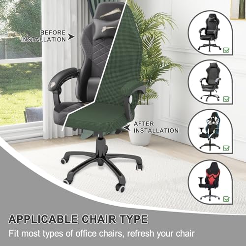 Gaming Chair Cover Game Chair Cover for Reclining Rotating Chair, Green | Waterproof, Cat Scratch Proof, Stretch with Amrest, Breathable, Anti-Scratch, Pet-Resistant,For Tall High Back Chairs - Image 4