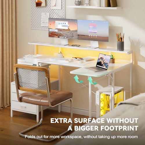 HLDIRECT 55 Inch Computer Desk with Drawers for Home Office, White - Image 3