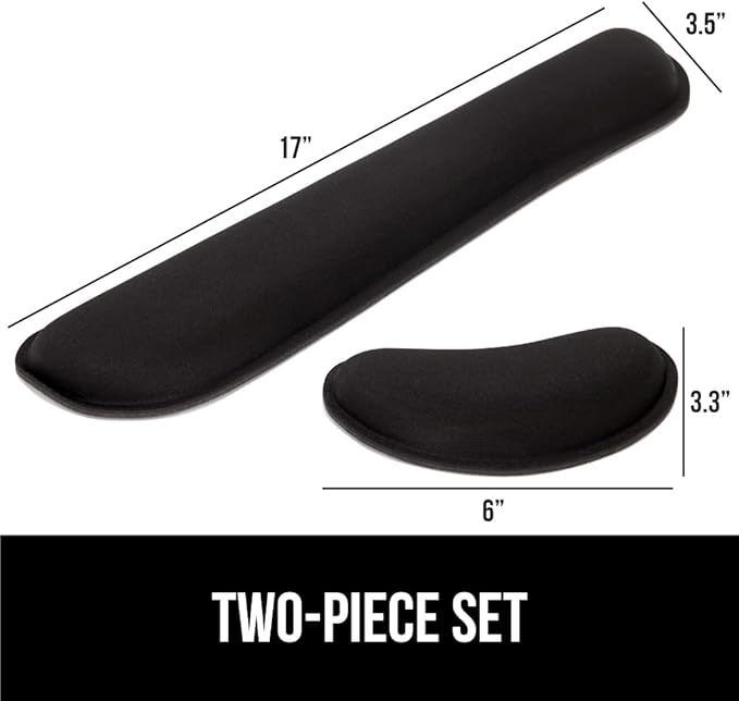 GORILLA GRIP Silky Memory Foam Wrist Rest for Computer Keyboard, Mouse, Ergonomic Design for Typing Pain Relief, Desk Pads Support Hand and Arm, Mousepad Rests, Stain Resistant, 2 Piece Pad, Black - Image 7
