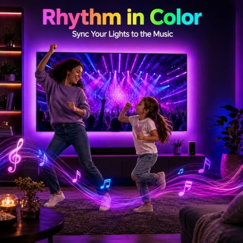 MORIACC LED Lights for TV, 13.1ft Behind TV Backlight for 32-65 Inch TV, Music Sync Strip Lights with APP and Remote Control, USB Powered for Gaming Bedroom Home Decor - Image 2
