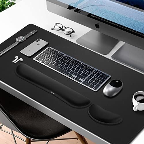 Gimars 4 in 1 Mouse Pad and Keyboard Wrist Rest Set, Large Mouse Pad with Memory Foam Wrist Support Pad for Desk with Coaster, Easy Typing Pain Relief, Gaming Office Home, 31.5x12 inch, Black - Image 2