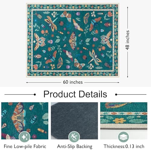 Anidaroel 48"x60" Office Chair Mat for Hardwood Floor/Tile, Anti-Slip Desk Rug for Offices, Insect Print Dark Green Office Rugs for Rolling Chairs, Low Plie Gaming Chair Mat for Hardwood - Image 4