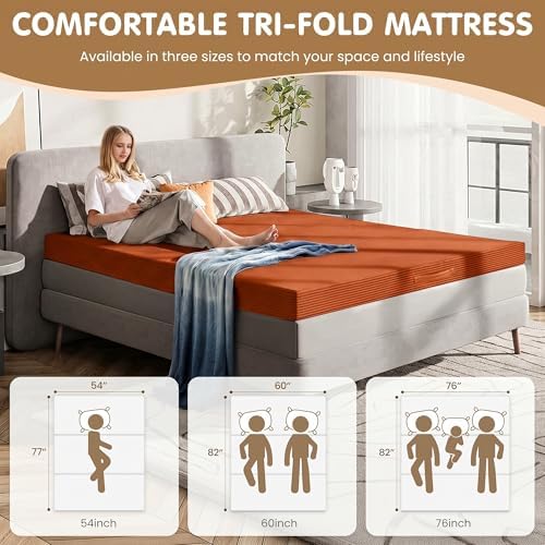 Convertible Sofa Bed Queen,5-in-1 Boneless Couch with Removable Armrests & Handle,Corduroy Futon Sleeper Sofa,Floor Folding Mattress Pull Out Bed for Small Space Apartment Living Room Bedroom,Orange - Image 5