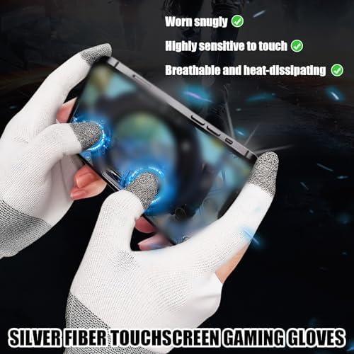 8 Pcs Gaming Gloves for Sweaty Hands, Silver Fiber Thumb Gloves - Image 5
