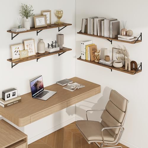 Axeman Deep Floating Shelves, 55'' x 10'' Brown Wall Shelves Set of 2 - Image 2