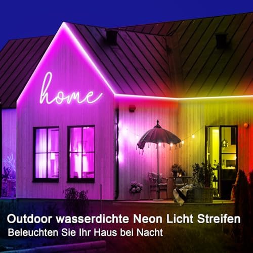 segrass 132FT Neon LED Rope Lights IP65 Waterproof LED Lights for Bedroom Flexible LED Light Strip with Remote/APP Control RGB Lighting Strip for Indoors Outdoors Bedroom Room Home Décor - Image 5