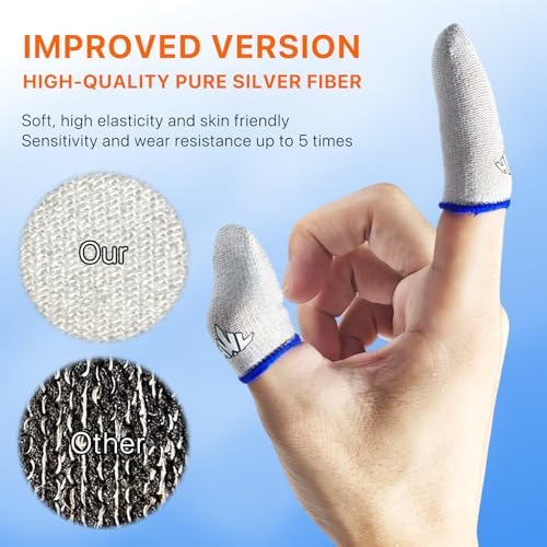 JWH 6 Pack Ultra Thin Silver Fiber Gaming Finger Sleeves White Thumb Sleeves Mobile Gaming Cots Gaming Finger Gloves for PUBG Tightly Woven Wire Silky and Sweat Proof Fundas para Dedos Gamer - Image 6