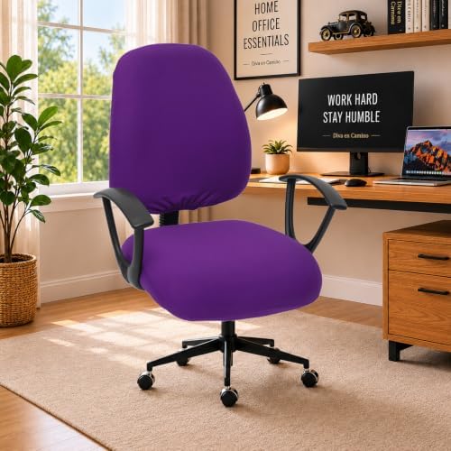 Super Stretchable Separate Office Chair Seat Covers - Universal Spandex Computer Chair Slipcover - 180GSM Washable Rotating Backrest Coverings & Cushion Protectors for Dogs, Cats, Pets by DivaenCamino