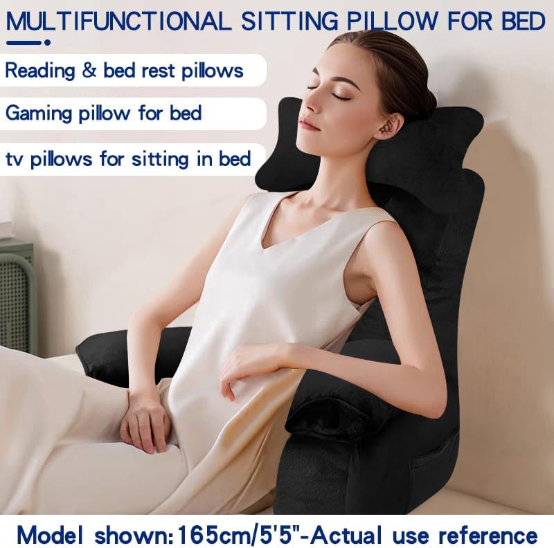 YDCEULARDOH Reading Pillow for Bed Adult – Large Bed Pillow with Arms, Supportive Back Pillow for Sitting Up in Bed for Reading, Watching TV, or Gaming - Image 4