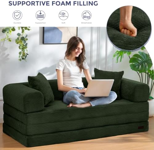 MAXYOYO Convertible Sofa Bed, Floor Sofa Couch with L-Shaped Backrest - Image 6