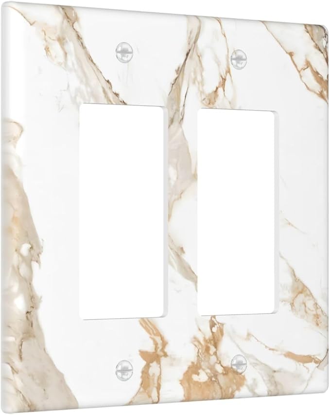 Decorative Outlet Covers Abstract Luxury White Gold Marble 2 Gang Light Switch Cover Plate Double Rocker Wall Plate Gfci Switch Plate Covers Plug Faceplate for Bedroom Decor - Image 2