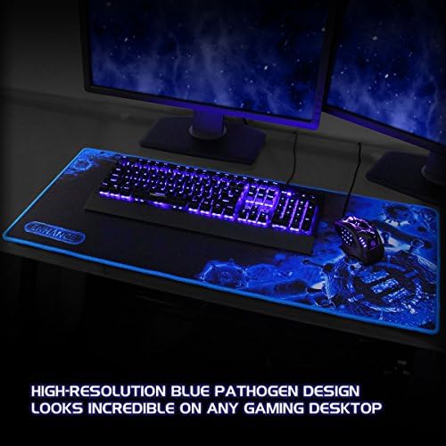 ENHANCE Pathogen Extra Large Gaming Mouse Pad (31.5 x 13.75 in) - Extended Mousepad with Anti-Fray Stitching, Low Friction Smooth Surface, Non-Slip Backing - Full Desk Mouse Mat (Blue) - Image 2