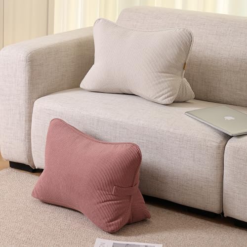 Pat. Pend. Corduroy Back Pillow for Sitting Up & Reading, Ergonomic Triangle Lumbar Support Cushion for Sofa, Armchair & Bed, Removable Cover, Brick Brown - Image 2