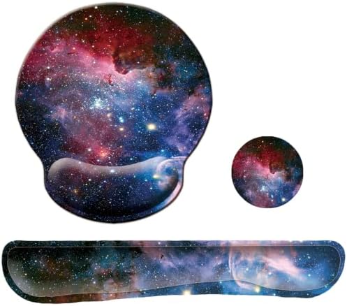 Keyboard Wrist Rest Pad Mouse Pad with Wrist Support Set of 3, Mousepad with Non-Slip Rubber Base, Ergonomic Memory Foam Mouse Wrist Cushion Support for Home Office Laptop Computer, Starry Sky by LIZPARE