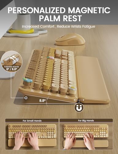 Wireless Keyboard and Mouse Combo, Cute Typewriter, Magnetic Wrist Rest - Image 3