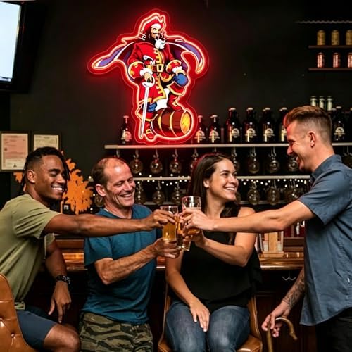 Captain Morga Neon Sign, Rum LED Neon Lights for Wall Decor Beer Signs for Man Cave Home Bar Beer Club Pub Bistro Party Decor Gift Dimmable USB Powered(15.74"*12.99") - Image 3