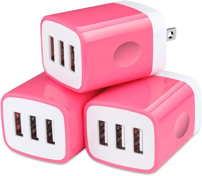 Wall Charger Adapter,USB Cubes,3Pack Universal Travel 3.1A 3 Muti Port by Sicodo